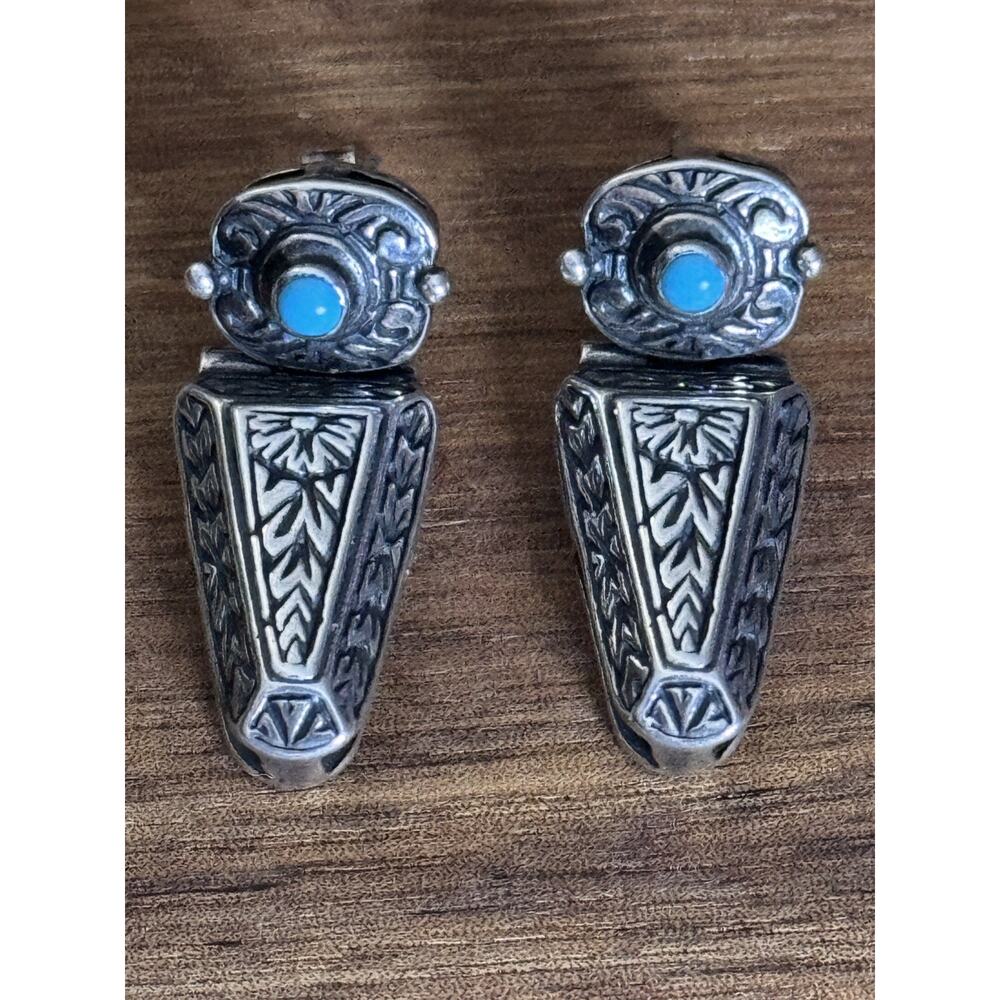Vintage 925 Sterling Silver Turquoise Post Earrings Southwest 8.4g Stud